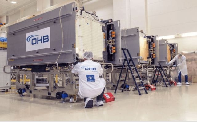 Galileo Batch 3 satellites in OHB production line. Photo courtesy ESA/OHB.